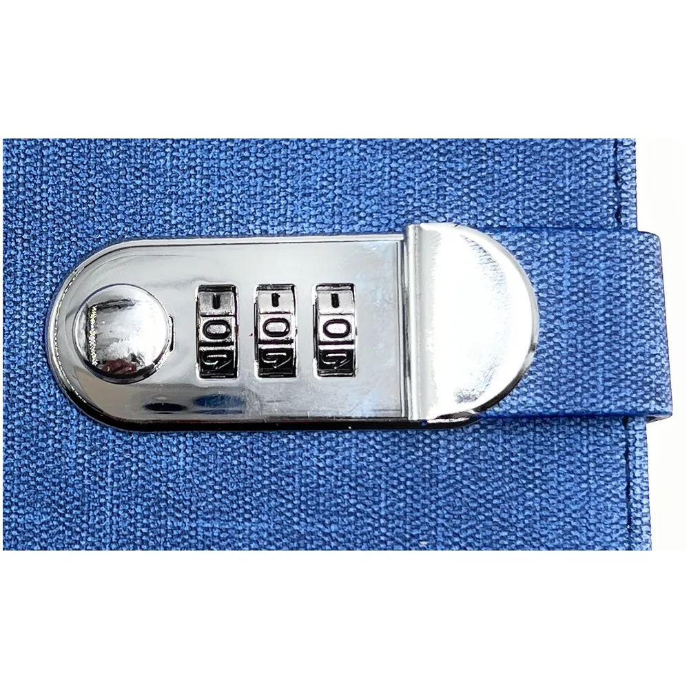 Number Lock Diary Notebook PU Leather Light Blue Jeans 230 Pages