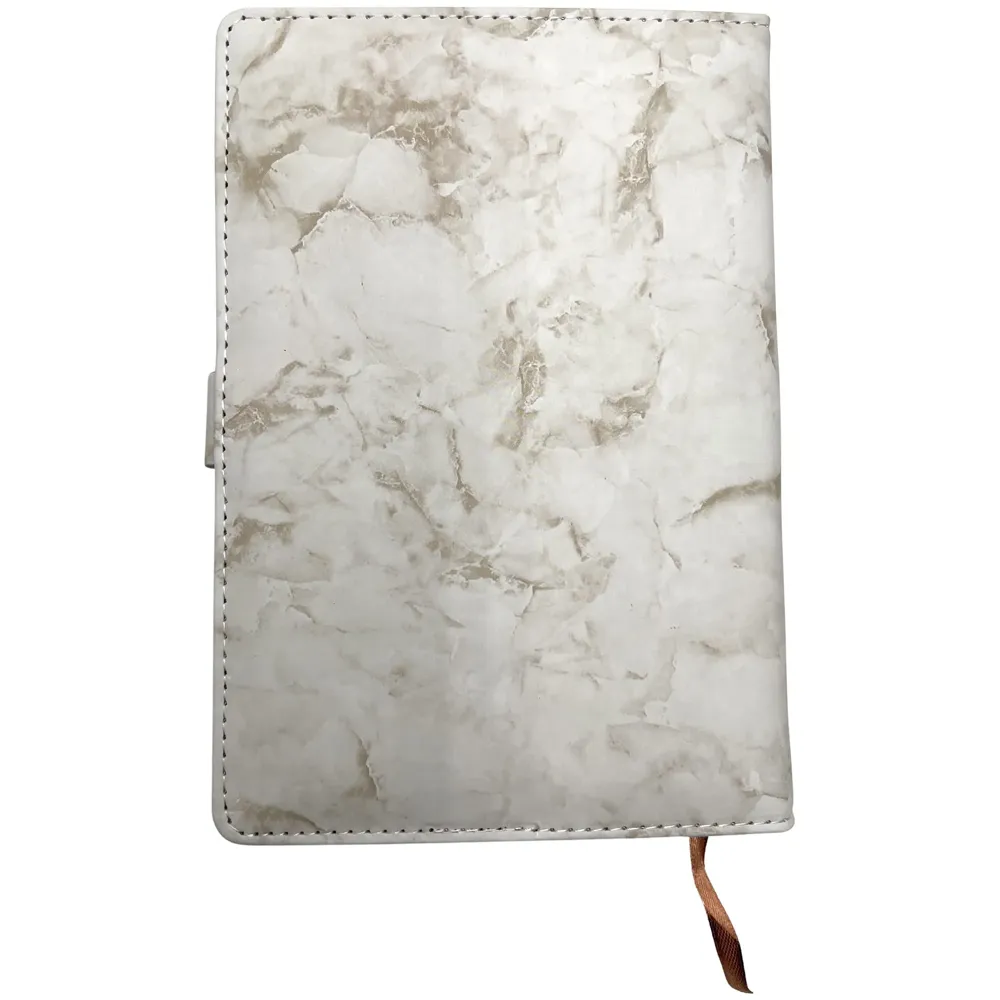 Lock Diary Notebook with Number Lock Combination PU Leather White Marble Design Cover 22x15 cm, 230 Pages