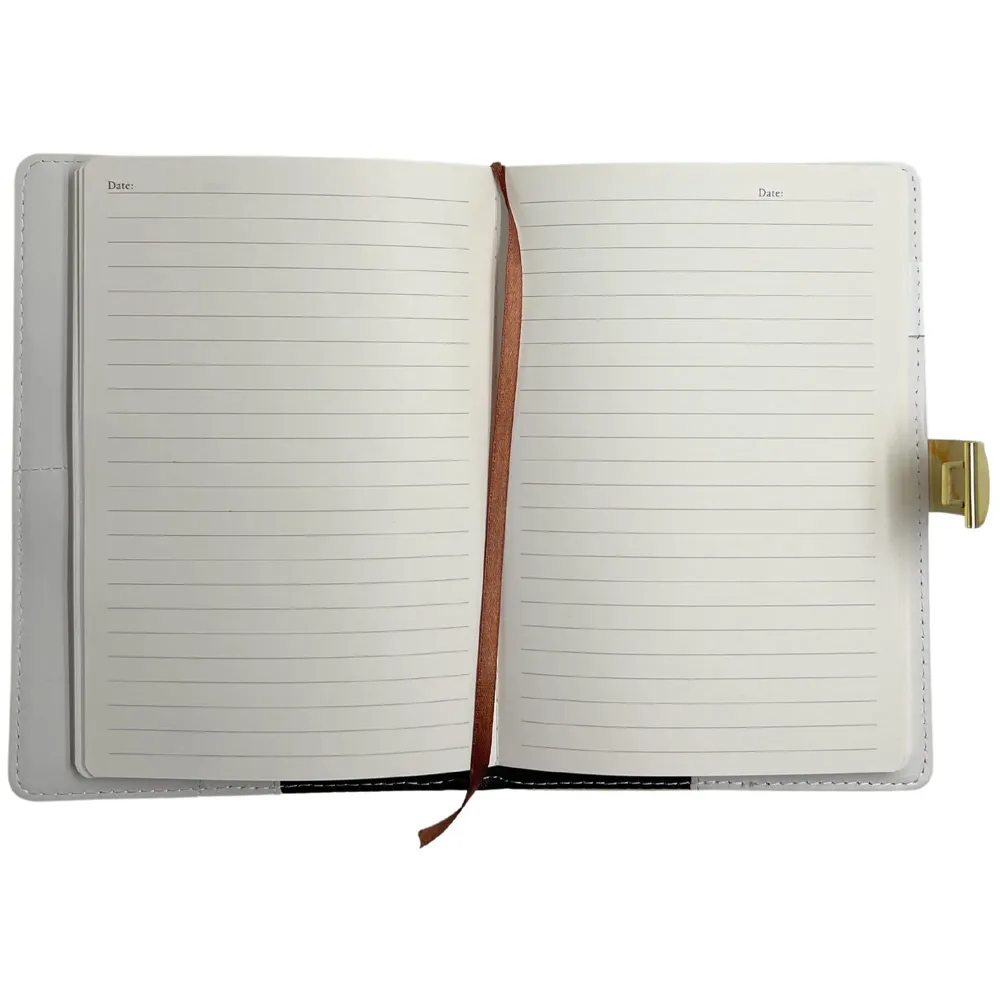 Lock Diary Notebook with Number Lock Combination PU Leather Marble Onyx Design Cover 22x15 cm, 230 Pages