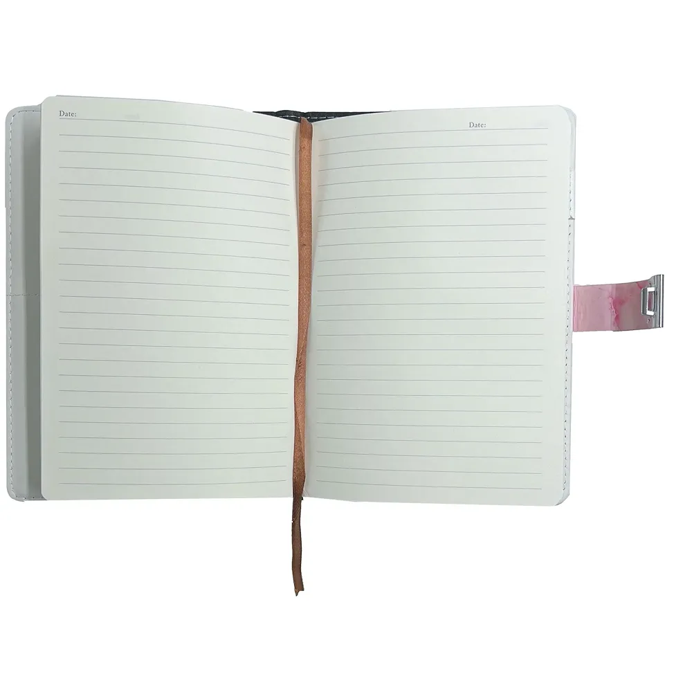 Lock Diary Notebook with Number Lock Combination PU Leather Pink Marble Design Cover 22x15 cm, 230 Pages