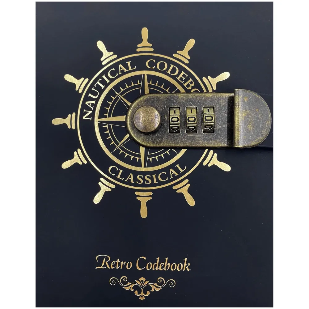 Novelty Diary Notebook with Number Combination Lock & PU Leather Cover Secret Lock Diary (22x15 cm, 230 Pages) (Black Gold)