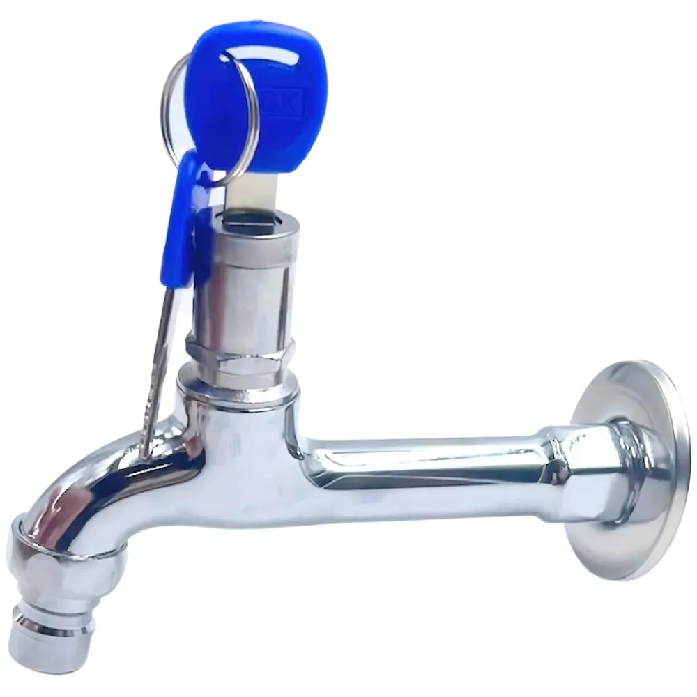 Long Body Tap With Lock and Key - 1/2" Thread Water Faucet, Lockable Outdoor Garden Tap, Home Brass Tool