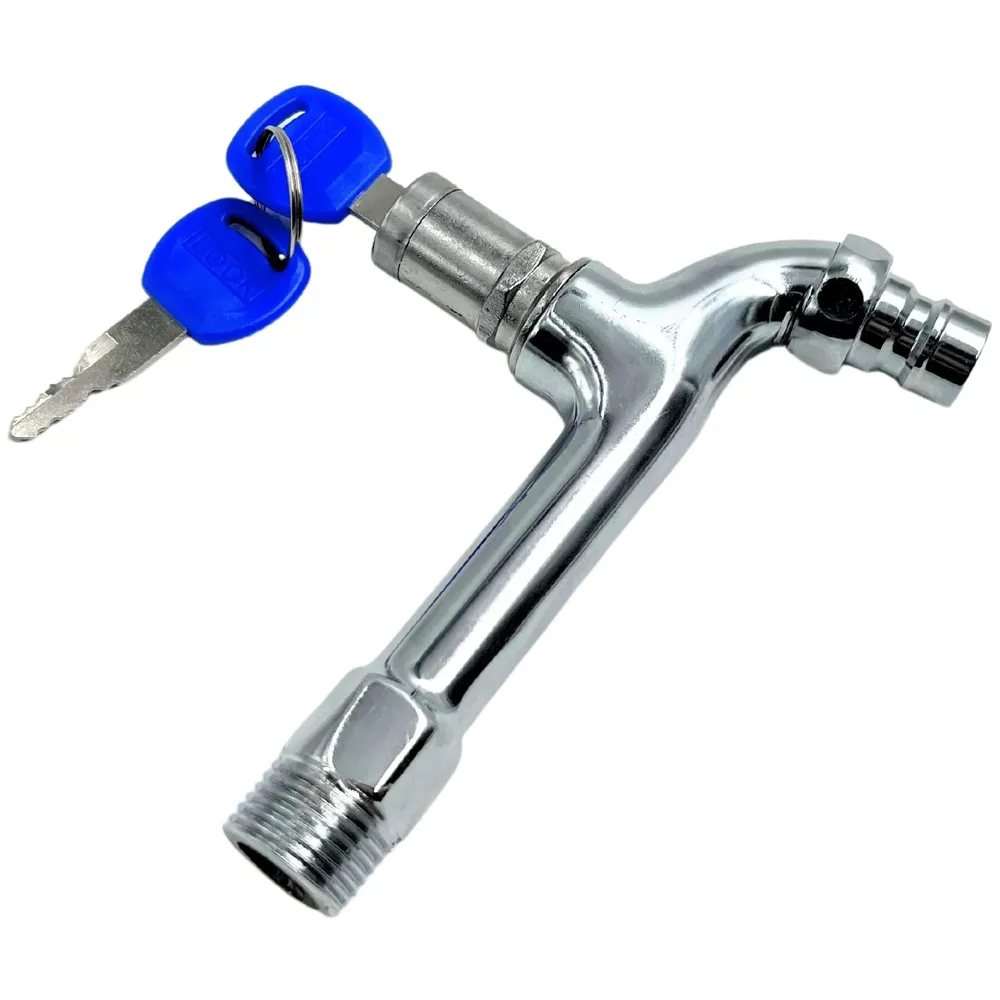 Long Body Tap With Lock and Key - 1/2" Thread Water Faucet, Lockable Outdoor Garden Tap, Home Brass Tool