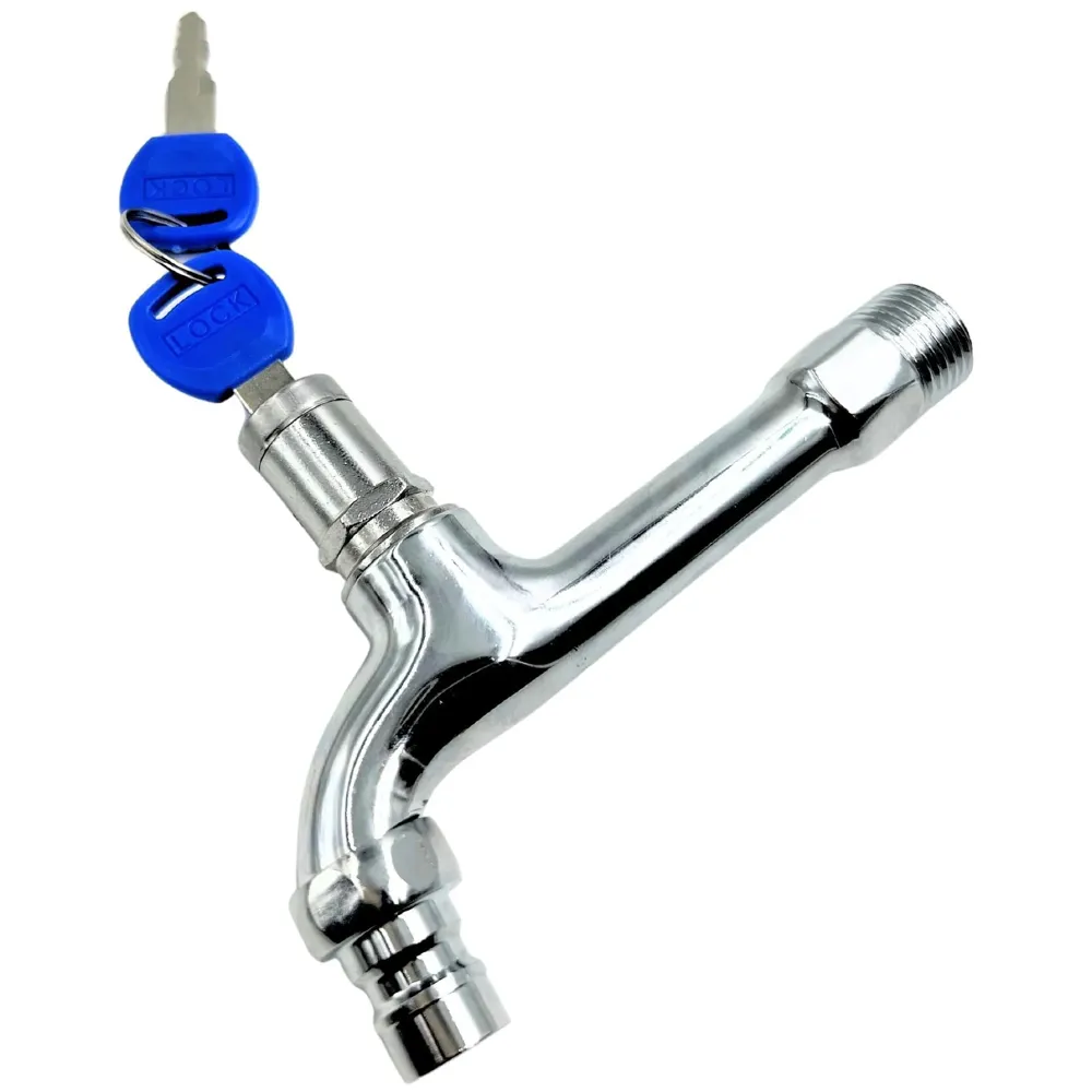 Long Body Tap With Lock and Key - 1/2" Thread Water Faucet, Lockable Outdoor Garden Tap, Home Brass Tool