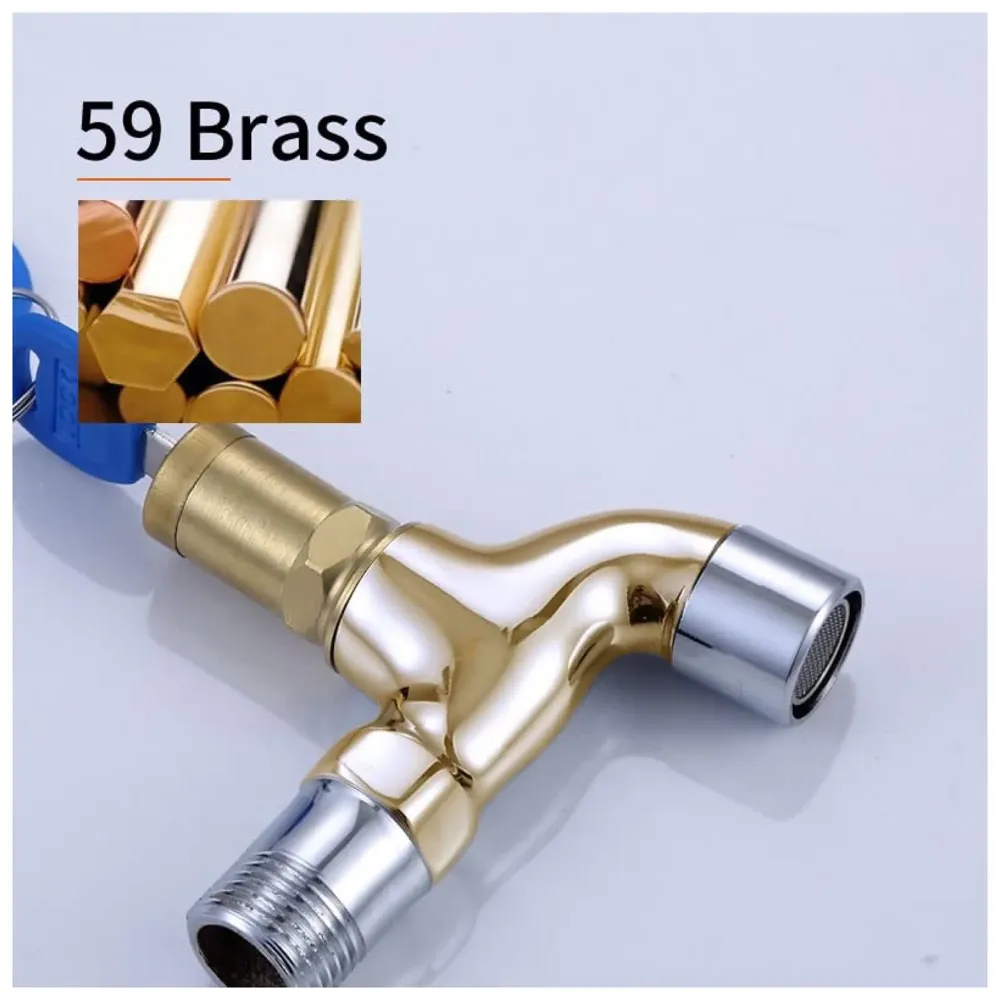 Stainless Steel Tap with Lock and Key Lock Tap, 1/2" Thread Water Lockable Polished Faucet, Faucet Locks Outdoor, Garden Tap, Home Outdoor Garden Tool., Silver