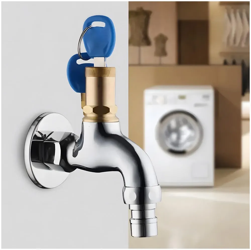 Stainless Steel Tap with Lock and Key Lock Tap, 1/2" Thread Water Lockable Polished Faucet, Faucet Locks Outdoor, Garden Tap, Home Outdoor Garden Tool., Silver