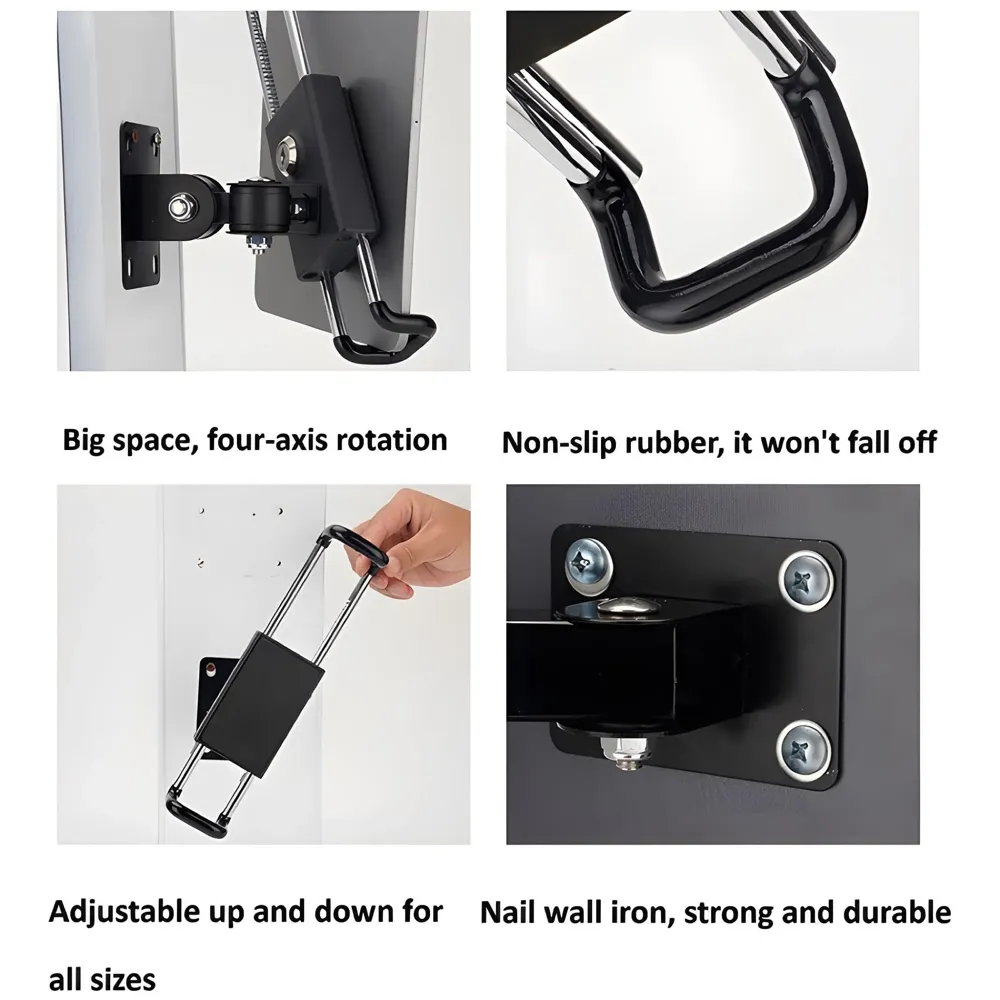 Tablet Holder Wall Mount Bracket with Lock and Key Locakable Aluminium Adjustable Clam for Upto 13 Inch Tablets Swivel for Commerical Shops Schools Gyms Cafes Anti-Theft