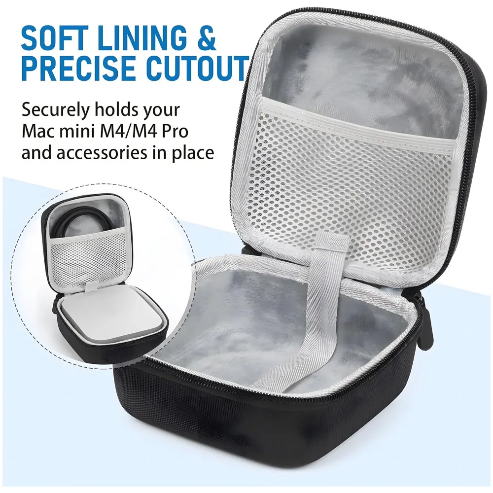 Hard Carry Case Compatible with Mac mini M4 Series Desktop Computer Hard Shell Carrying Case, Protective Travel Case Storage Bag- 16 Cm x 16 cm x 9.5 Cm EVA - 2