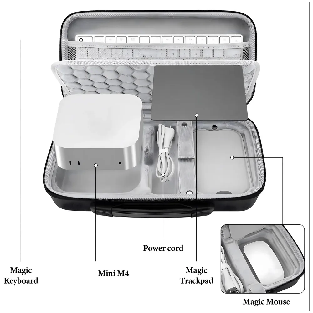 Hard Carry Case Compatible with Mac mini M4 Series Desktop Computer Hard Shell Carrying Case, Protective Travel Case Storage Bag- 33.5 Cm x 17 cm x 8 Cm EVA - 2