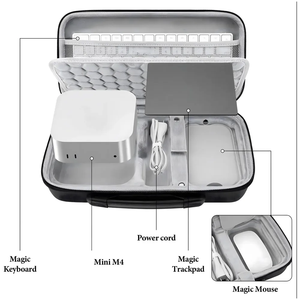 Hard Carry Case Compatible with Mac mini M4 Series Desktop Computer Hard Shell Carrying Case, Protective Travel Case Storage Bag- 33.5 Cm x 17 cm x 8 Cm EVA