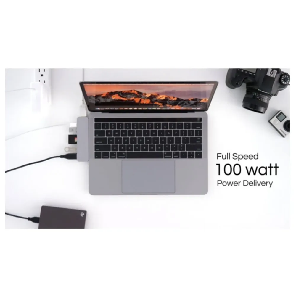 7-in-1 Combo Hub of 1 4K HDMI, 1 SD Memory Port and 2 Type C Ports for MacBook Pro 2016/2017, 12-inch (Space Grey) - 3