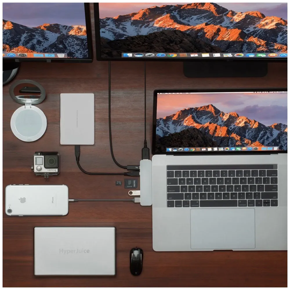 7-in-1 Combo Hub of 1 4K HDMI, 1 SD Memory Port and 2 Type C Ports for MacBook Pro 2016/2017, 12-inch (Space Grey) - 4