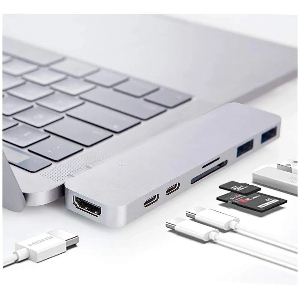 Ultra 7-In-1 USB 3.1 Type C Hub for Macbook Pro 2016/2017 (Silver)