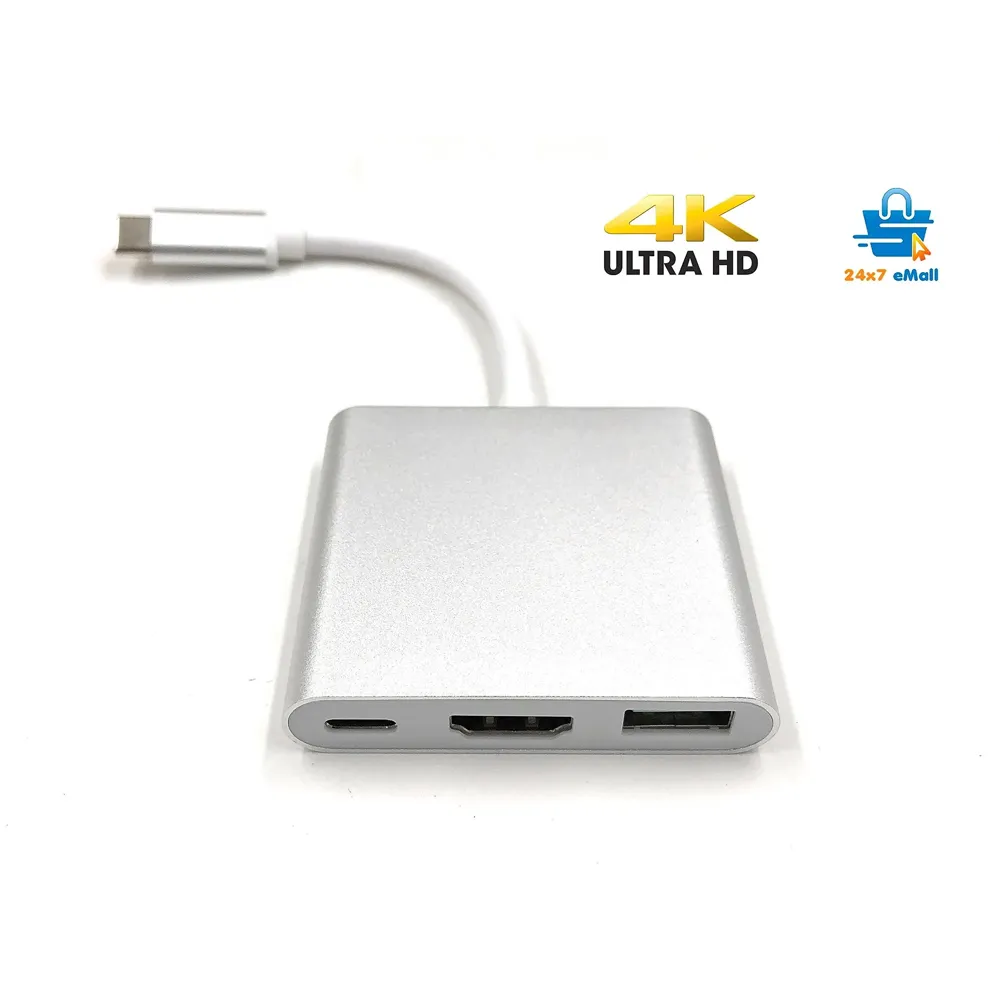 4K HDMI USB 3.1 Type C Hub for Macbook Pro 2016/2017 with/Without Touch Bar (Silver)