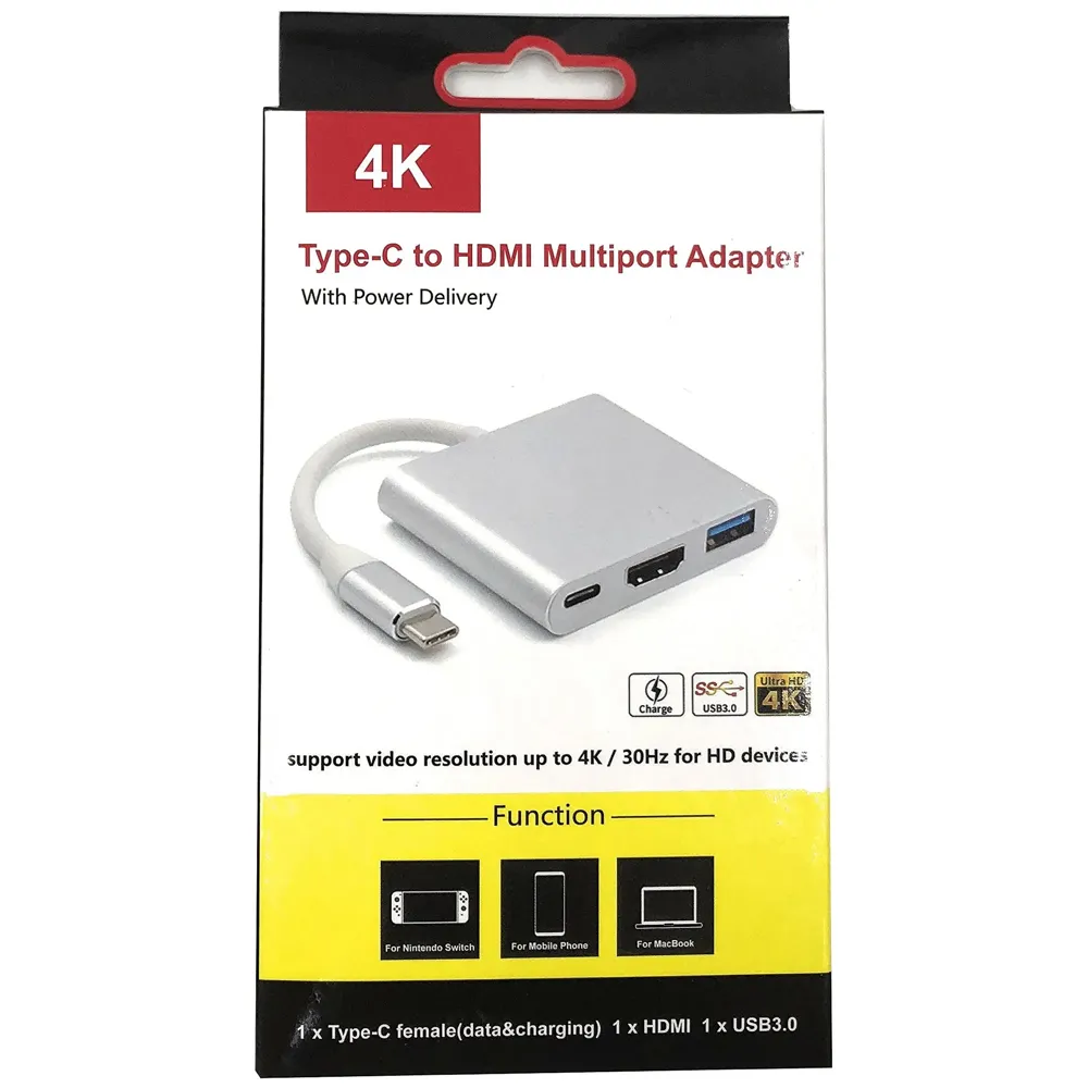 4K HDMI USB 3.1 Type C Hub for Macbook Pro 2016/2017 with/Without Touch Bar (Silver) - 6