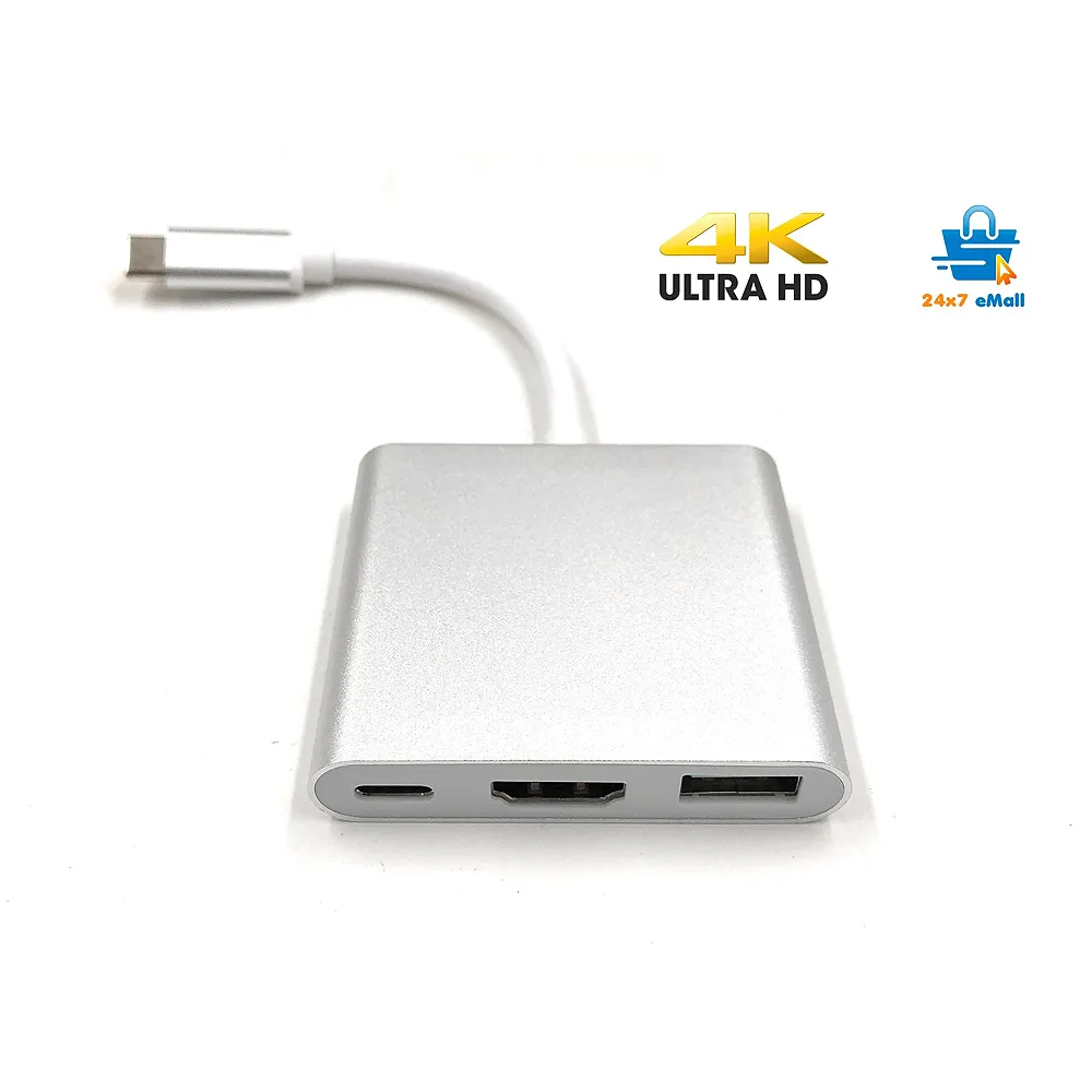 4K HDMI USB 3.1 Type C Hub for MacBook Pro 2016/2017 with/Without Touch Bar (Silver) Premium