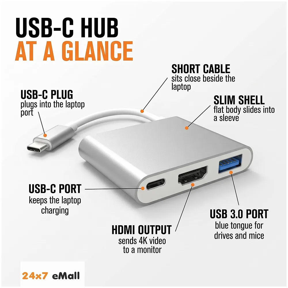 4K HDMI USB 3.1 Type C Hub for MacBook Pro 2016/2017 with/Without Touch Bar (Silver) Premium