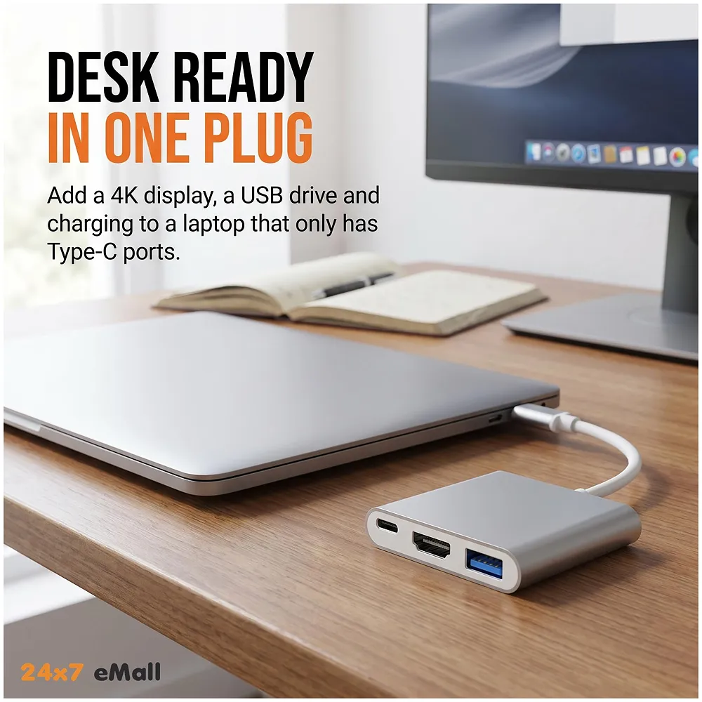 4K HDMI USB 3.1 Type C Hub for MacBook Pro 2016/2017 with/Without Touch Bar (Silver) Premium