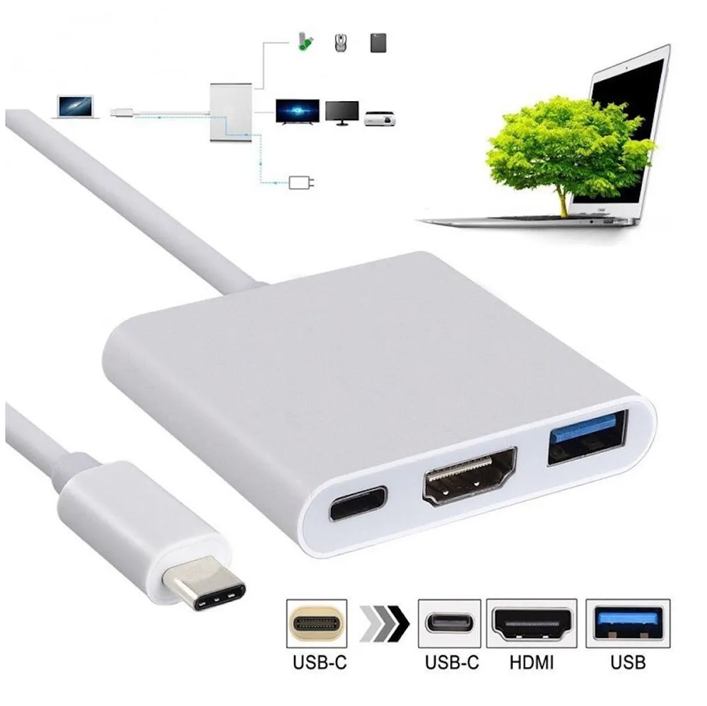 4K HDMI USB 3.1 Type C Hub for MacBook Pro 2016/2017 with/Without Touch Bar (Silver) Premium
