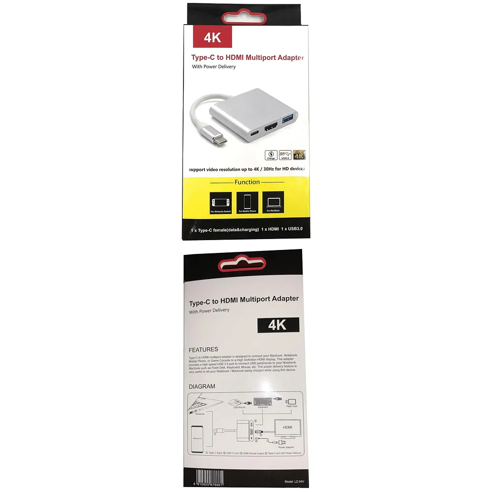 4K HDMI USB 3.1 Type C Hub for MacBook Pro 2016/2017 with/Without Touch Bar (Silver) Premium