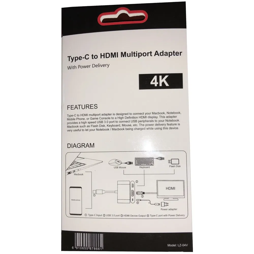 USB 3.1 Type C Hub For Macbook Pro 2016/2017 Touch Bar And Without Touch Bar, Macbook 12-Inch, (USB 3.0) 3 In 1 Combo Hub Includes 1 HDMI 4K Port, 1 USB 3.0 Port And 1 Type C Charging Port - Computer Accessories / USB Hubs~ High Speed Transfers (4K HDMI Space Grey) - 6