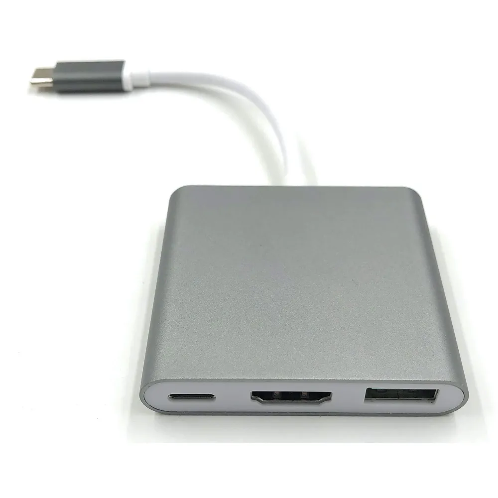 USB 3.1 Type C Hub For Macbook Pro 2016/2017 Touch Bar And Without Touch Bar, Macbook 12-Inch, (USB 3.0) 3 In 1 Combo Hub Includes 1 HDMI 4K Port, 1 USB 3.0 Port And 1 Type C Charging Port - Computer Accessories / USB Hubs~ High Speed Transfers (4K HDMI Space Grey)