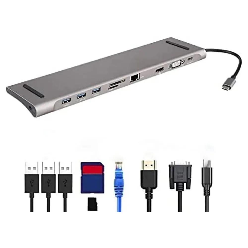 USB 3.1 Type C Hub for All MacBook with Type C and Touch Bar and Without Touch Bar, MacBook 12-Inch (10 in 1 Space Grey)