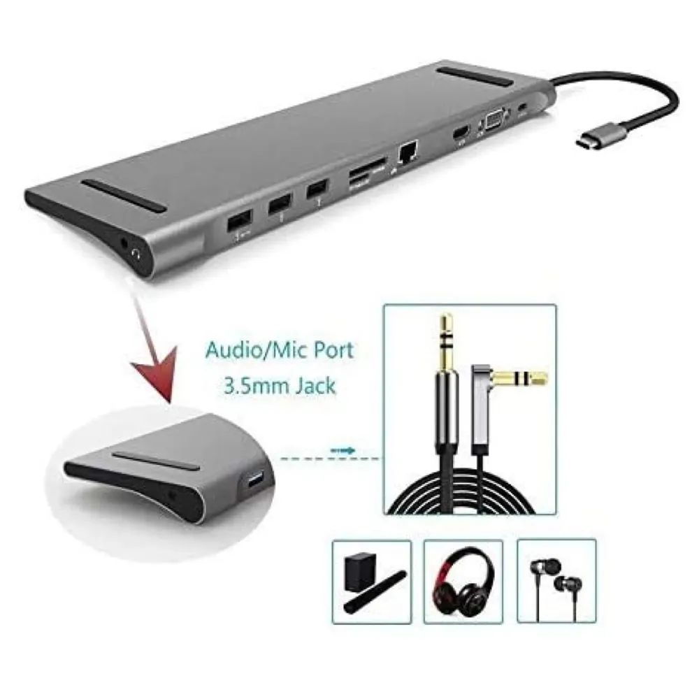 USB 3.1 Type C Hub for All MacBook with Type C and Touch Bar and Without Touch Bar, MacBook 12-Inch (10 in 1 Space Grey)