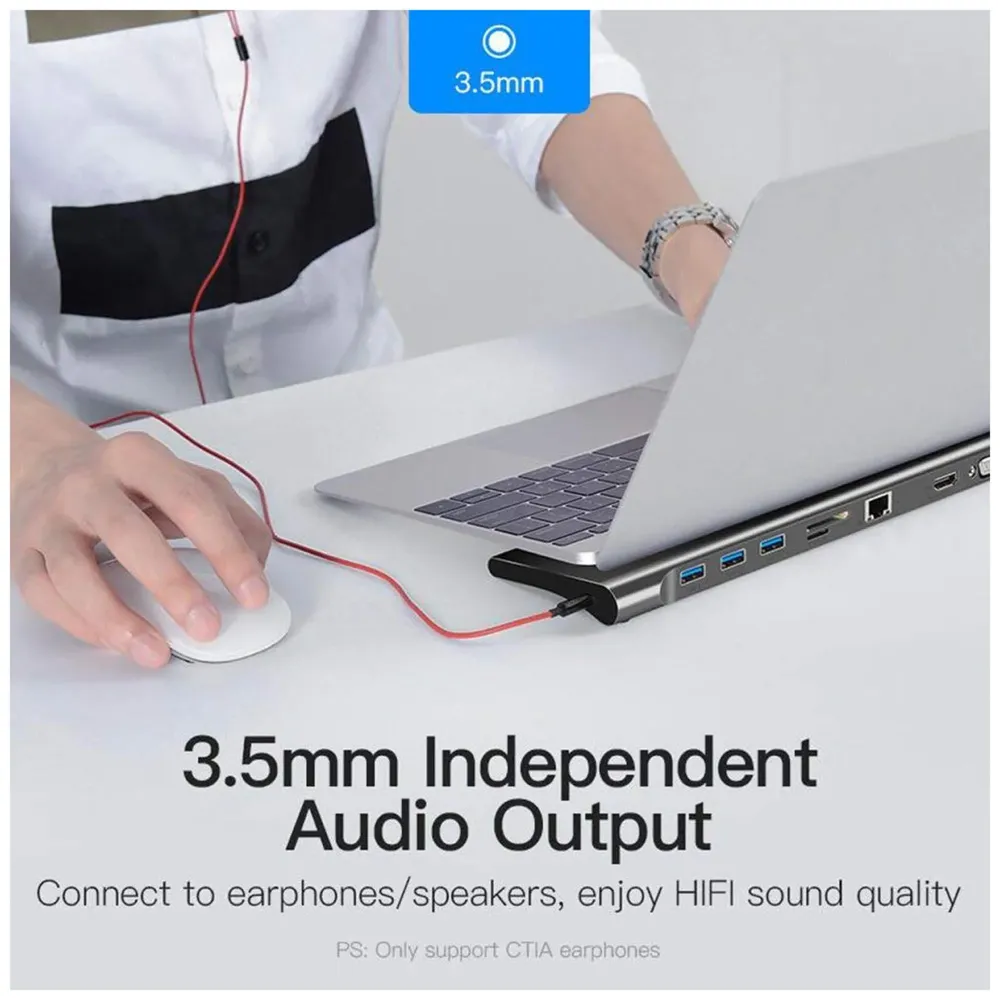 USB 3.1 Type C Hub for All MacBook with Type C and Touch Bar and Without Touch Bar, MacBook 12-Inch (10 in 1 Space Grey)