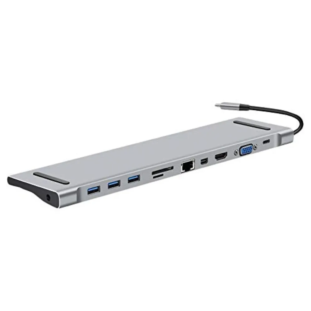 USB 3.1 Type C Hub for All MacBook with Type C and Touch Bar and Without Touch Bar, MacBook 12-Inch (10 in 1 Silver)