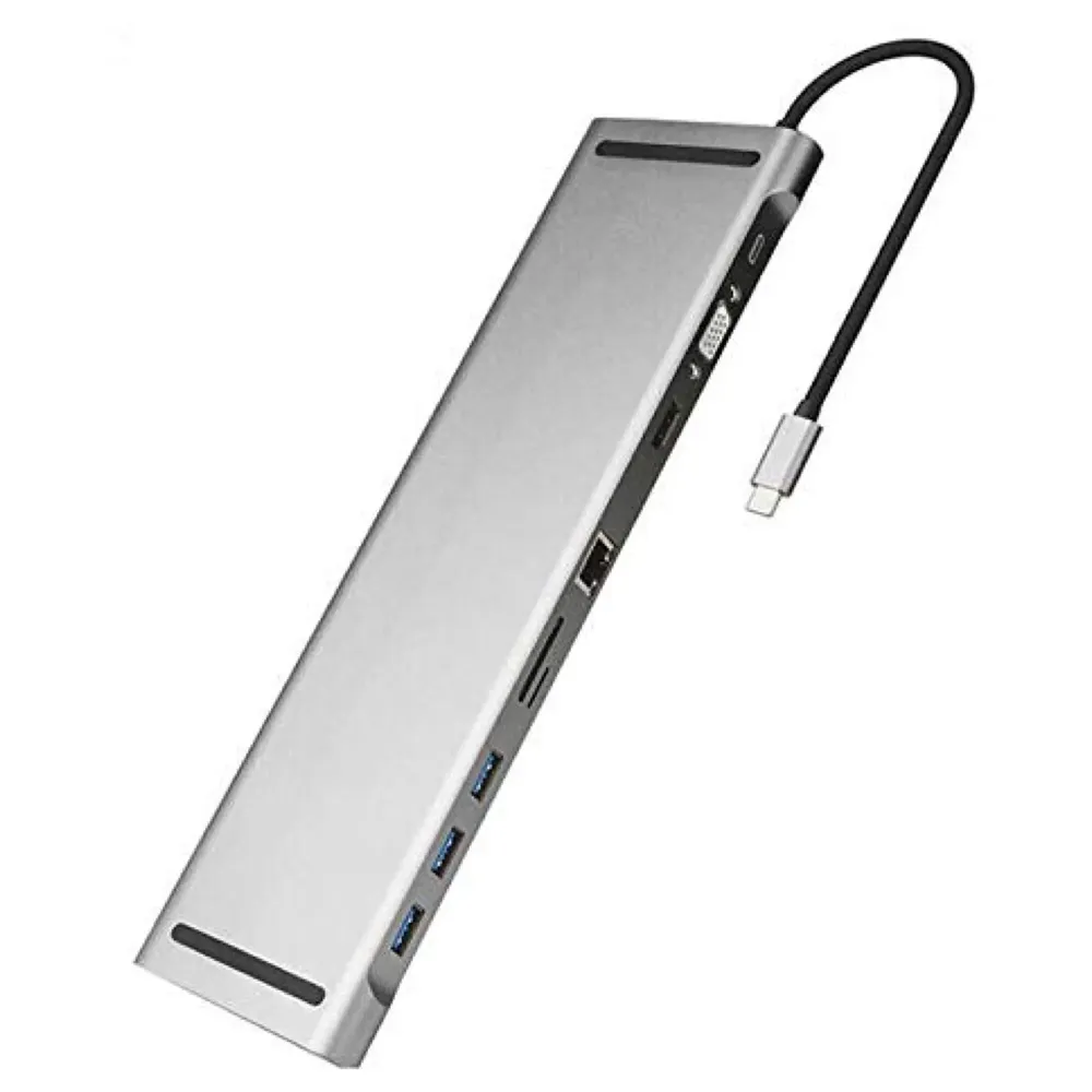 USB 3.1 Type C Hub for All MacBook with Type C and Touch Bar and Without Touch Bar, MacBook 12-Inch (10 in 1 Silver)