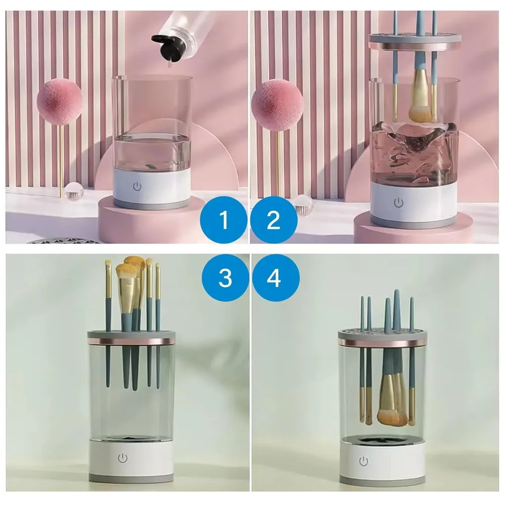 LIMEGIRL Makeup Brush Cleaner Machine, Automatic Electric Makeup Brush Cleaner, Automatic Spinning Makeup Brush Cleaner USB Powered Cosmetic device Cup - 3