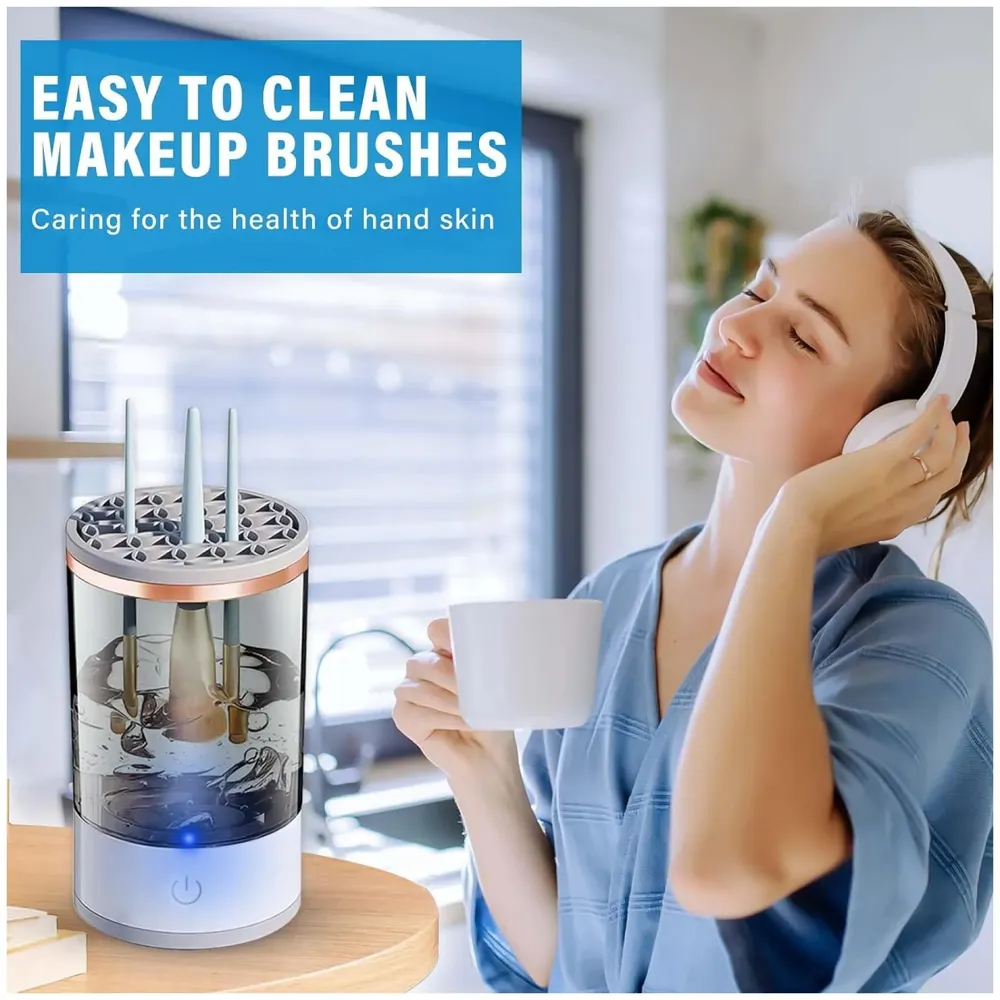 LIMEGIRL Makeup Brush Cleaner Machine, Automatic Electric Makeup Brush Cleaner, Automatic Spinning Makeup Brush Cleaner USB Powered Cosmetic device Cup - 6