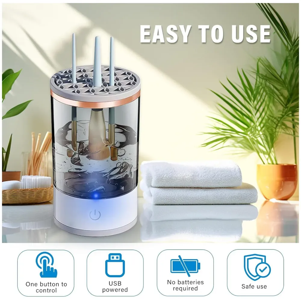 LIMEGIRL Makeup Brush Cleaner Machine, Automatic Electric Makeup Brush Cleaner, Automatic Spinning Makeup Brush Cleaner USB Powered Cosmetic device Cup - 8
