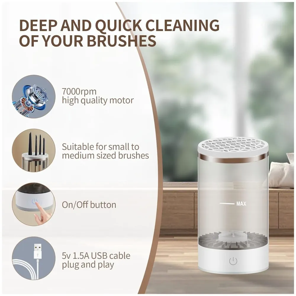 LIMEGIRL Makeup Brush Cleaner Machine, Automatic Electric Makeup Brush Cleaner, Automatic Spinning Makeup Brush Cleaner USB Powered Cosmetic device Cup