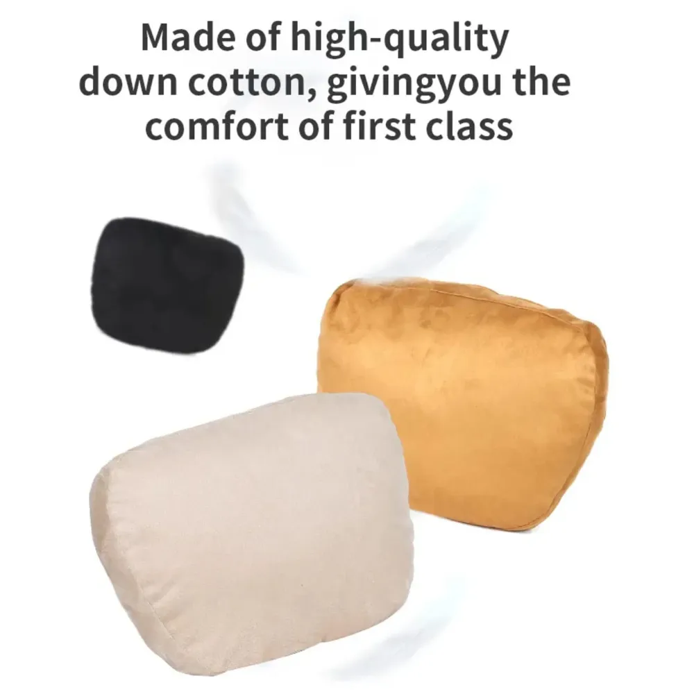 2pc Universal Car Soft Pillow Compatible with Mercedes Benz Maybach and All Other Cars Premium Suede Material Luxurious Headrest Ultra S Class Type Cushion Pack of 2 (Beige)