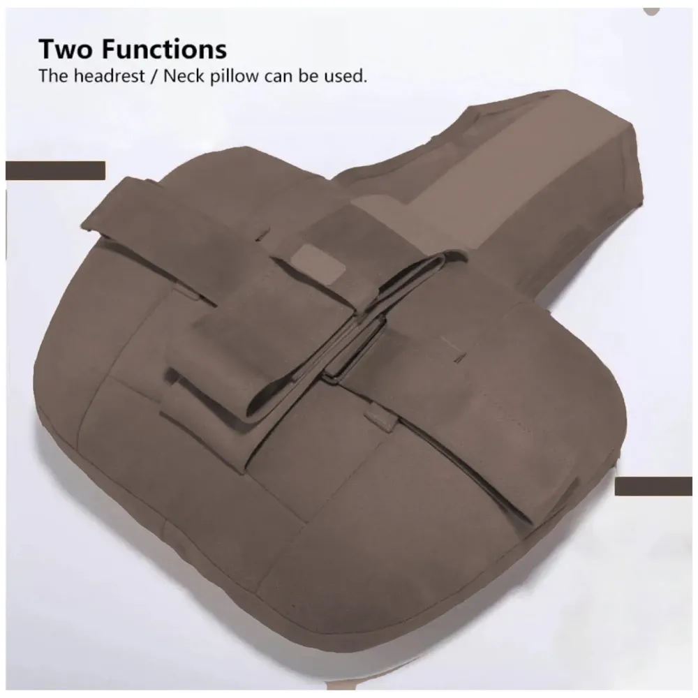 2pc Universal Car Headrest Ultra Soft Pillow Compatible with Mercedes Benz Maybach and All Other Cars Premium Suede Material Luxurious S Class Type Cushion Pack of 2 (Chocolate)