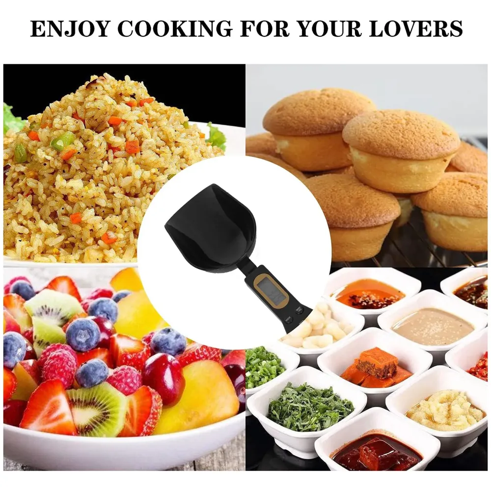 Digital Measuring Spoon Scale 500g/0.1g Gram Weighing Mini LCD Spoon Measure Digital Scale Pet food, Cooking black