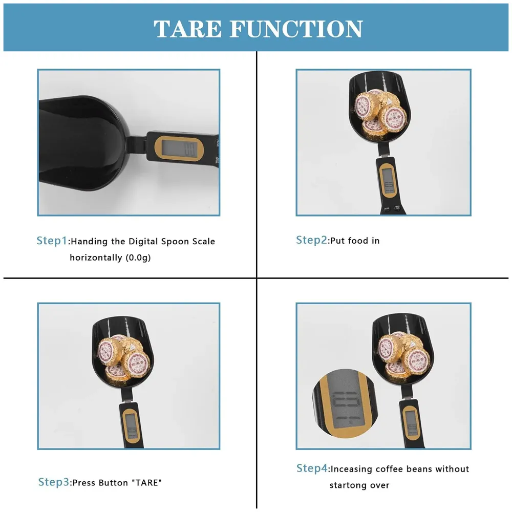 Digital Measuring Spoon Scale 500g/0.1g Gram Weighing Mini LCD Spoon Measure Digital Scale Pet food, Cooking black