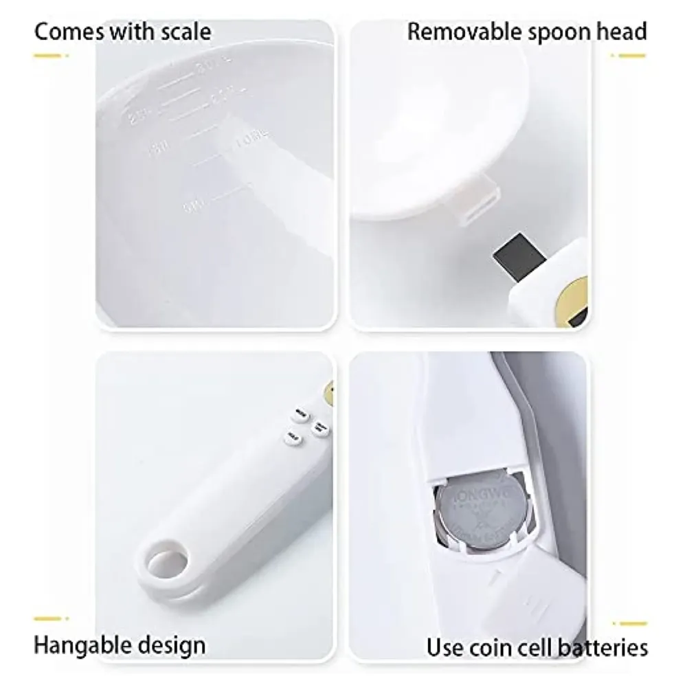 Digital Measuring Spoon Scale 500g/0.1g Gram Weighing Mini LCD Spoon Measure Digital Scale Pet food, Cooking White - 2
