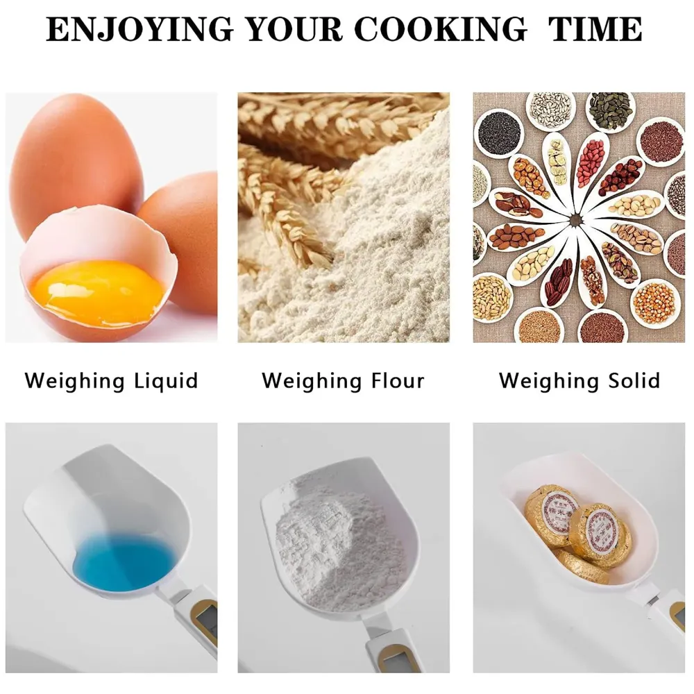 Digital Measuring Spoon Scale 500g/0.1g Gram Weighing Mini LCD Spoon Measure Digital Scale Pet food, Cooking White - 8