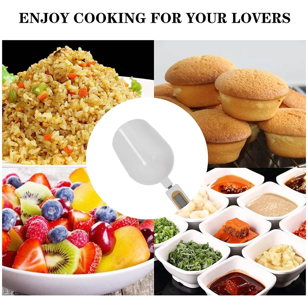 Digital Measuring Spoon Scale 500g/0.1g Gram Weighing Mini LCD Spoon Measure Digital Scale Pet food, Cooking White