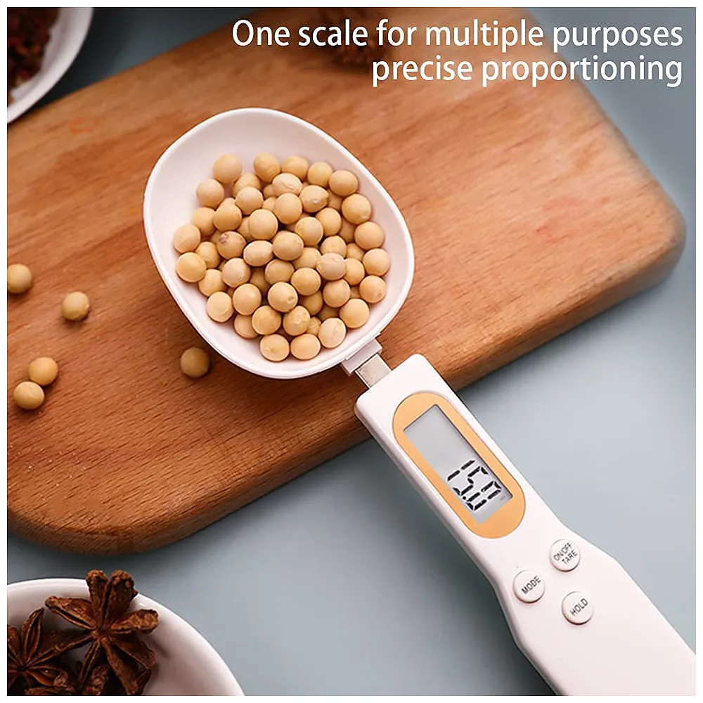Digital Measuring Spoon Scale 500g/0.1g Gram Weighing Mini LCD Spoon Measure Digital Scale Pet food, Cooking White Premium
