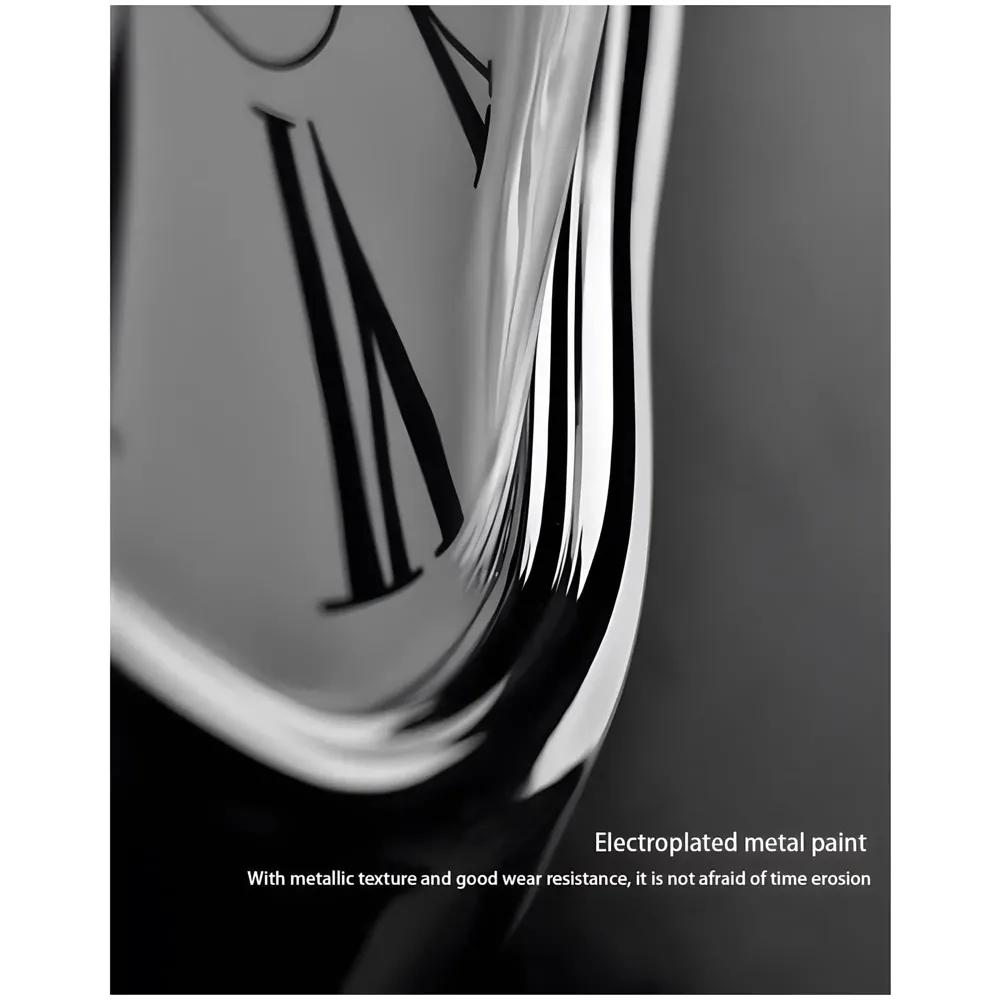 Melting Clock for Desk Shelf Home Decor Office Melted Design Decorative wall Clock - 4.5" W x 7" H - Silver - Analog Roman Numberics