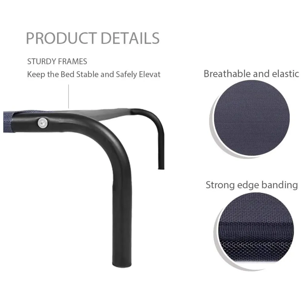 Elevated Dog Bed, Portable Raised Pet Cot, Sturdy & Breathable Mat, Durable Mesh Fabric, No-Slip Feet, Indoor or Outdoor Use