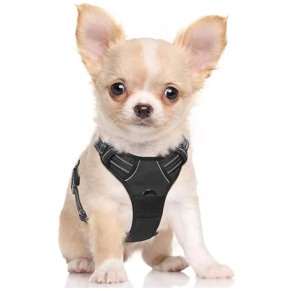No Pull Dog Harness Mesh Breathable Adjustable Reflective Oxford Easy Control Comfortable Harness. (Black, Small (13-18 Inch Girth))