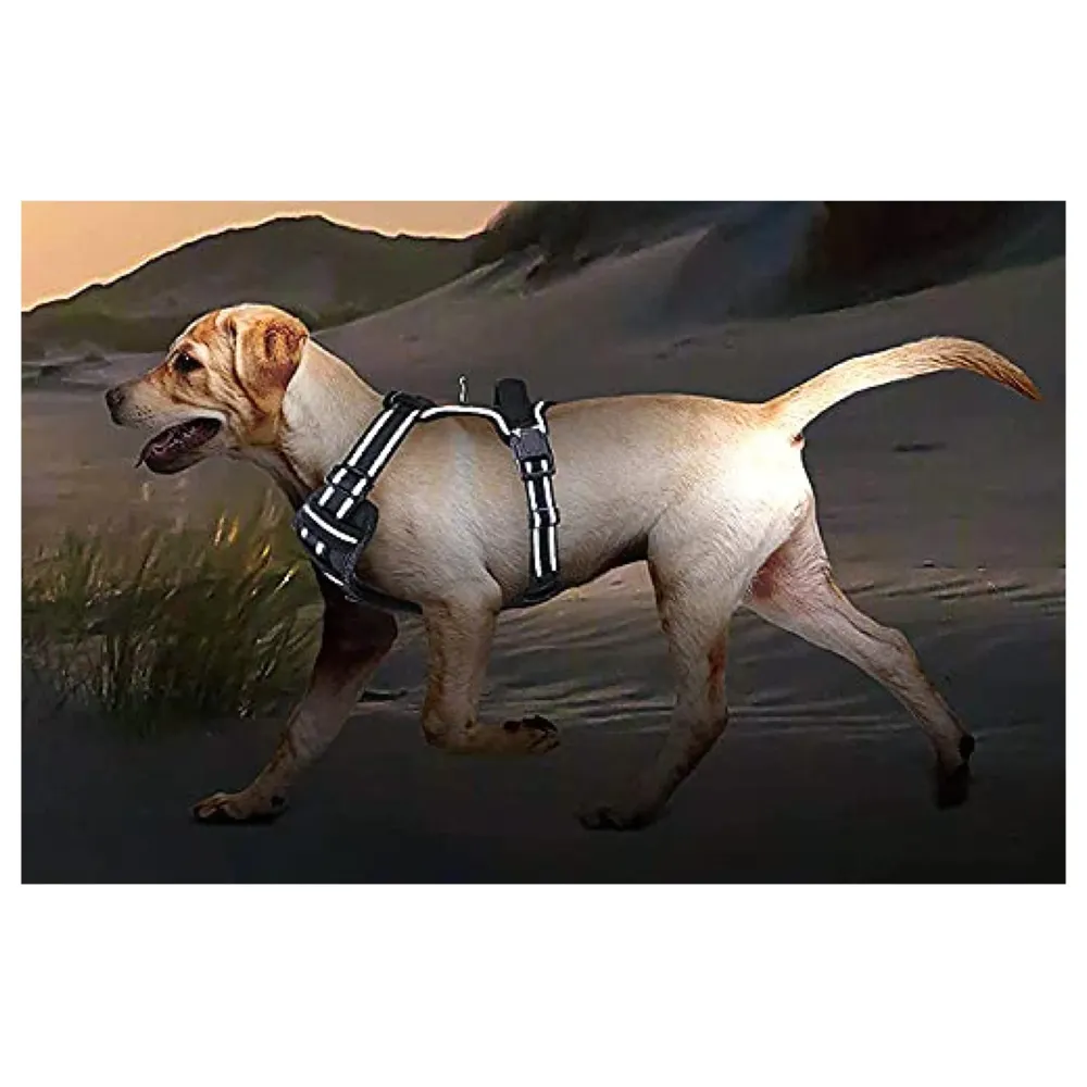 No Pull Dog Harness Mesh Breathable Adjustable Reflective Oxford Easy Control Comfortable Harness. (Black, Large (18-26 Inch Girth)) - 7