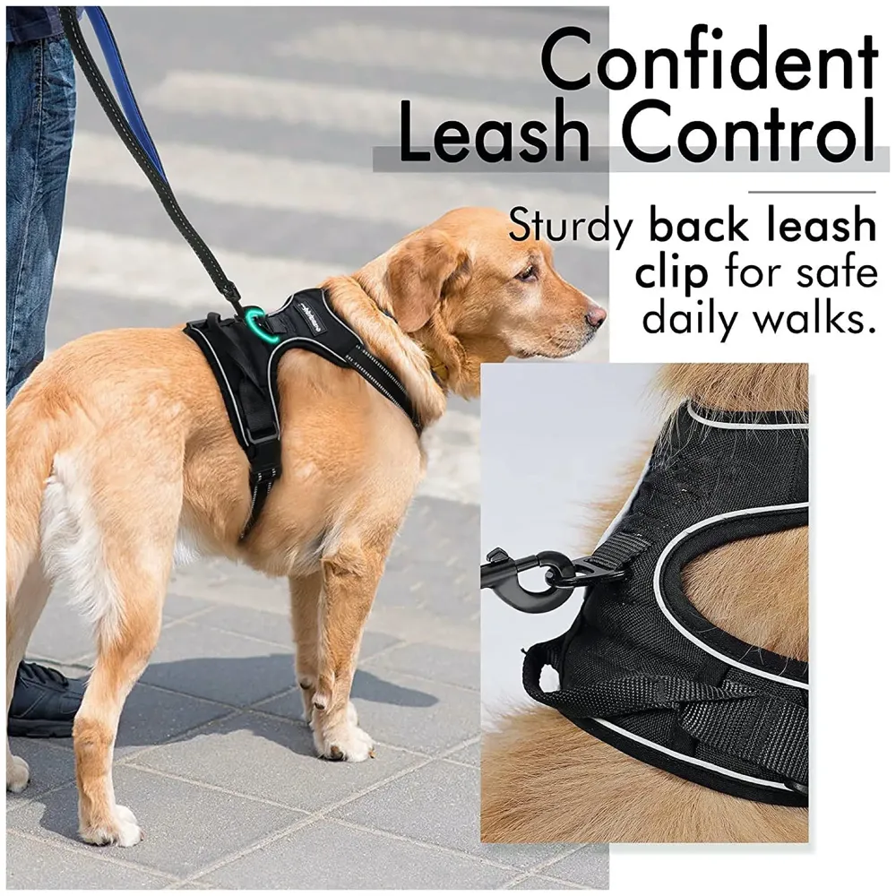 No Pull Dog Harness Mesh Breathable Adjustable Reflective Oxford Easy Control Comfortable Harness. (Black, Large (18-26 Inch Girth)) - 9