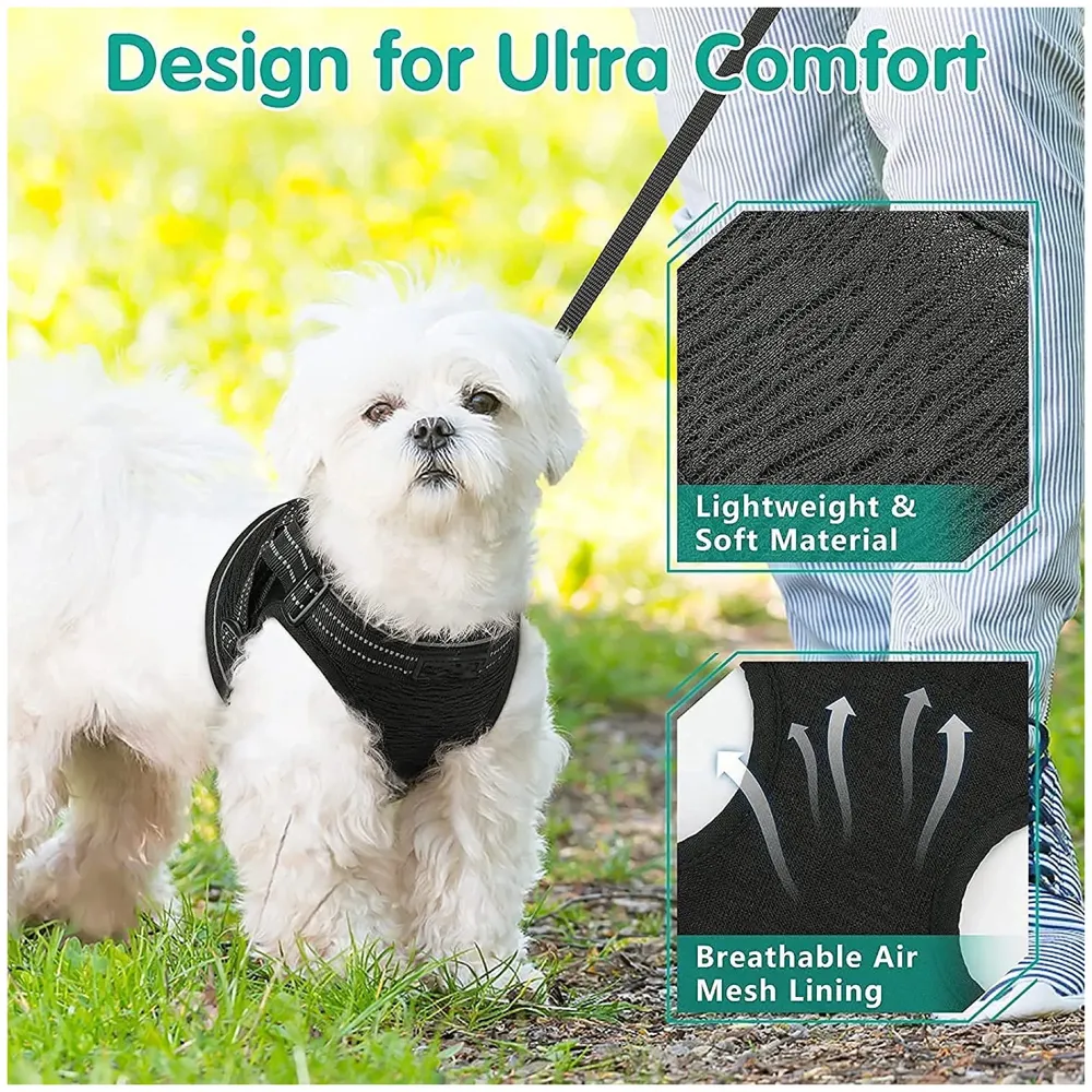 Harness and Leash Combo No Pull Dog Harness Mesh Breathable Adjustable Reflective Oxford Easy Control Comfortable Harness. (Small (13-18 Inch Girth))