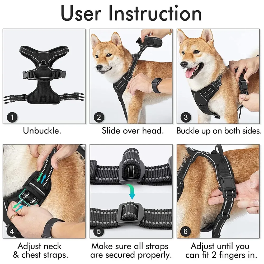 Harness and Leash Combo No Pull Dog Harness Mesh Breathable Adjustable Reflective Oxford Easy Control Comfortable Harness. (Small (13-18 Inch Girth))